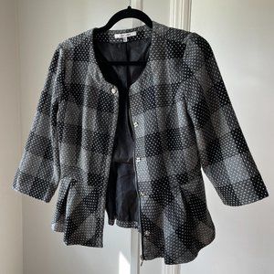 Naked Zebra Cropped Plaid Tweed Jacket - Like New